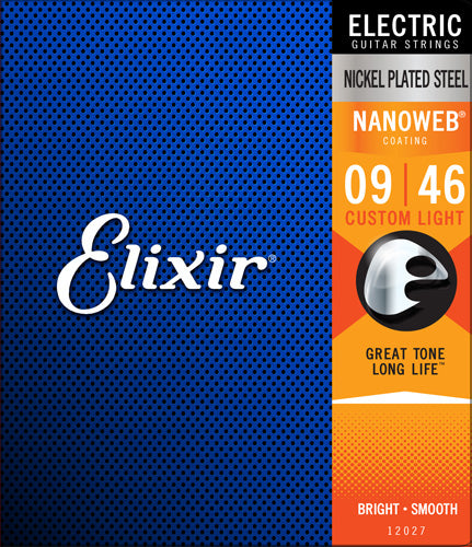Elixir Nanoweb Electric Guitar Strings, Custom Light 9-46 Set