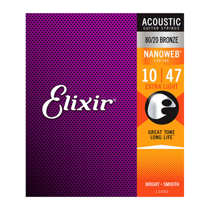 Elixir Nanoweb 80/20 Acoustic Guitar Strings 10-47, Set