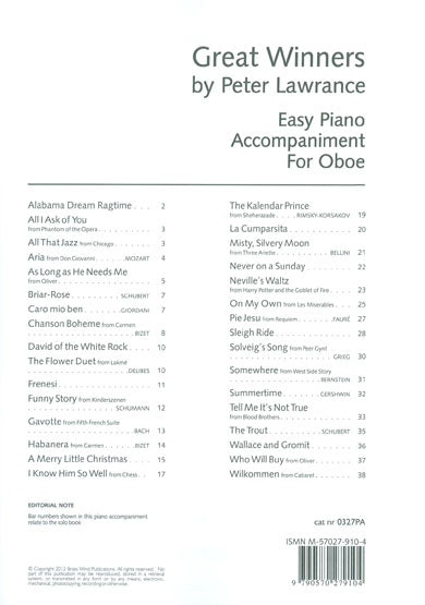 Great Winners Easy Piano Accompaniment Oboe