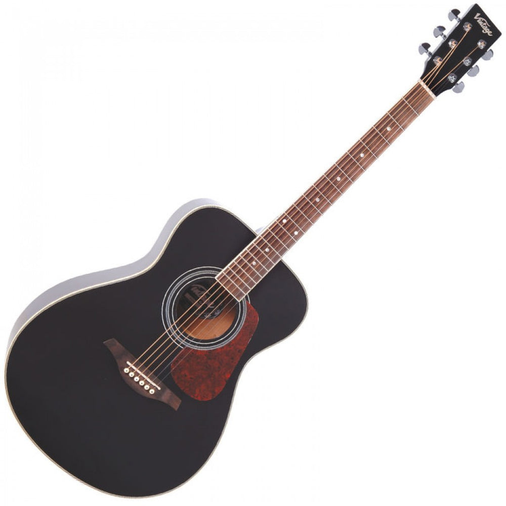 Vintage Acoustic Folk Guitar, V300, Black
