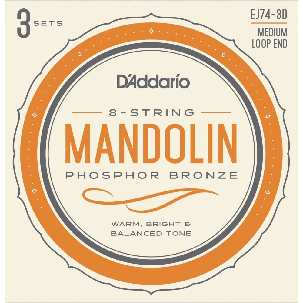 D'addario Mandolin Strings, 8 string, phosphor Bronze - 3 pack
