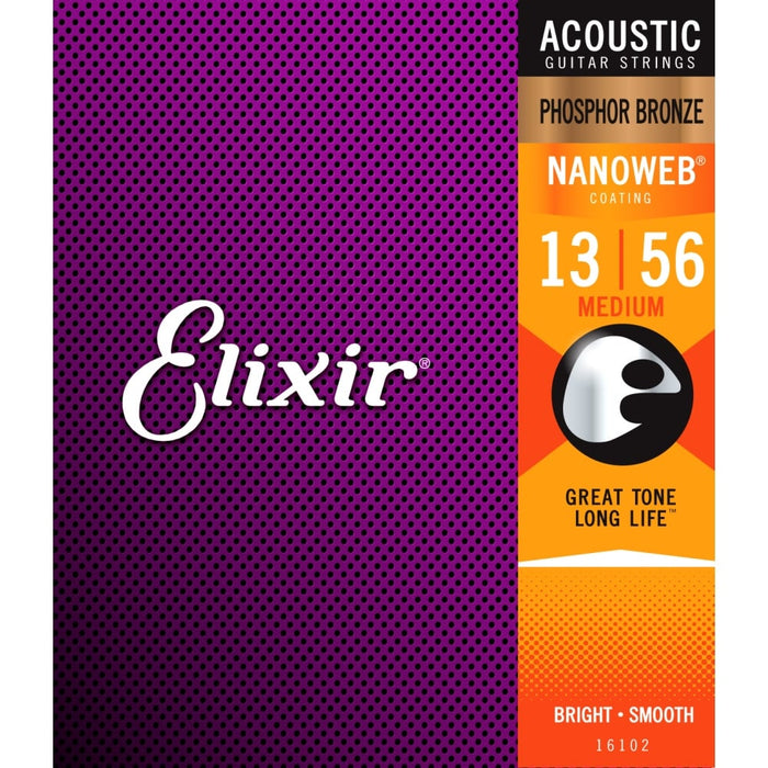 Elixir Nanoweb Acoustic Guitar Strings Posphor Bronze 13-56