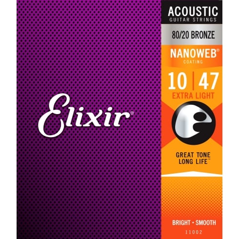 Elixir Nanoweb Acoustic Guitar Strings Phosphor Bronze 10-47